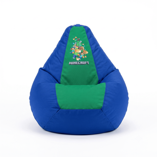 Безкаркасне крісло-мішок Груша, принт Minecraft, колір синій з зеленим, розмір XXL (130х90 см) kgr-mnc-zc фото