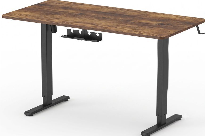 Комп'ютерний стіл з електрорегулюванням висоти OfficePro ODE1470DW, колір чорний/темне дерево, 140х70 см sci-ode1470-wobl фото